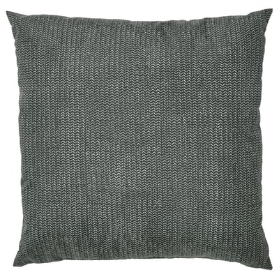 Square anthracite pillow with zigzag pattern & subtle sheen, 100% recycled polyester.