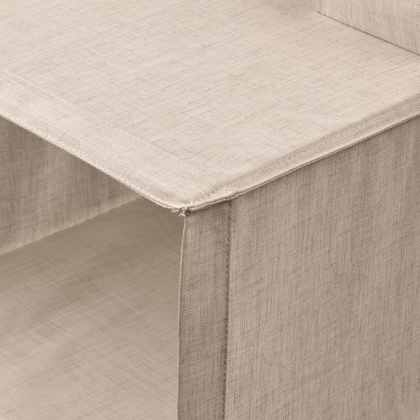 Close-up durable, beige fabric with neat stitching, showing high-quality craftsmanship.