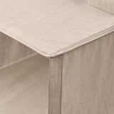 Close-up durable, beige fabric with neat stitching, showing high-quality craftsmanship.