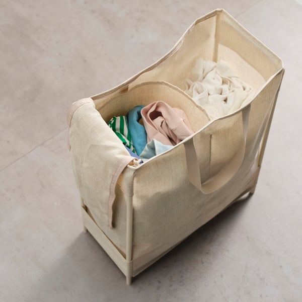 PURRPINGLA Laundry bag with stand, beige, 42 l
