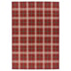 Red wool tartan check rug, handwoven.