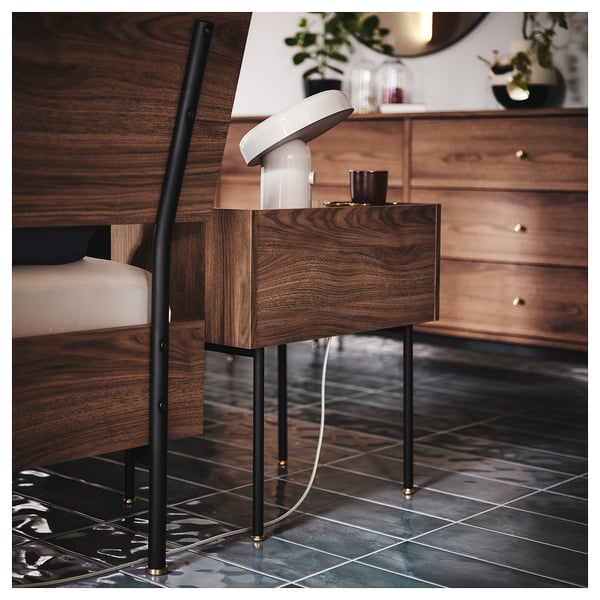 RÅDMANSÖ Bedside table, brown walnut effect, 54x38x58 cm