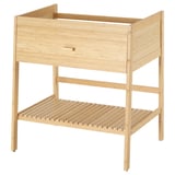 RÅGRUND light wooden bathroom cabinet with single drawer and lower shelf, bamboo.