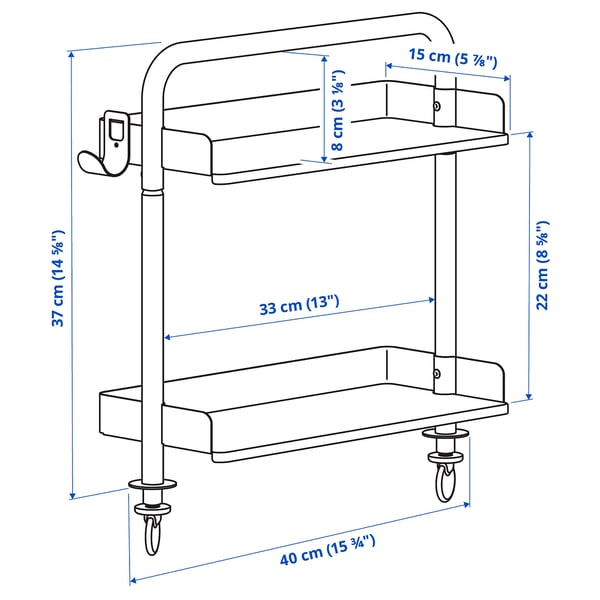 Illustration with measurements for the product: RELATERA.