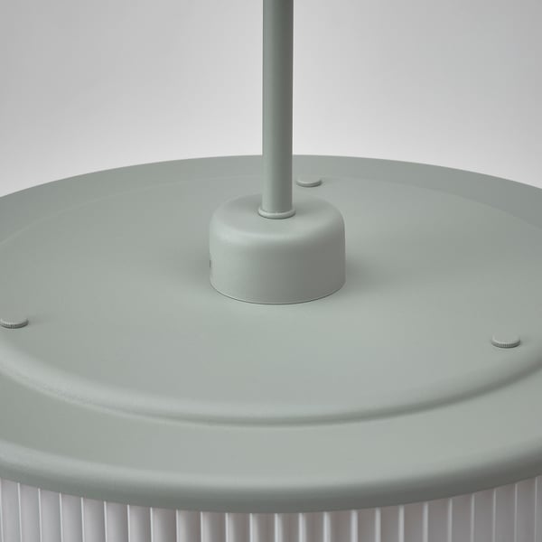 Modern lamp base, smooth gray plastic, secure nut design, sleek cylindrical pole.