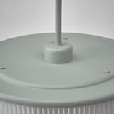 Modern lamp base, smooth gray plastic, secure nut design, sleek cylindrical pole.