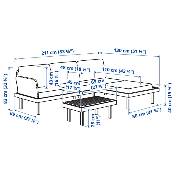 Illustration with measurements for the product: REVSKÄR.