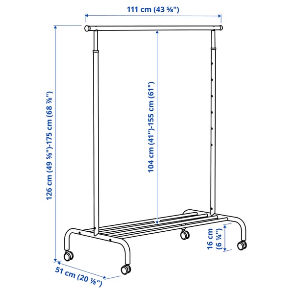 Illustration with measurements for the product: RIGGA.