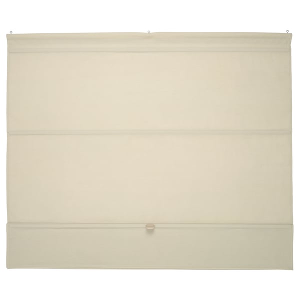 Beige RINGBLOMMA roman blind with linen look and cordless design for child safety.