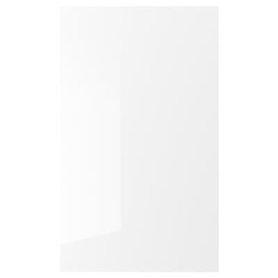 White, glossy RINGHULT cabinet door, square with rounded edges.