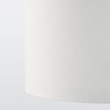 Close-up of flat-pack lampshade with steel frame and white polyester coating.