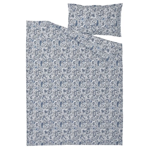 RODGERSIA Duvet cover and pillowcase, blue/white, 140x200/70x90 cm