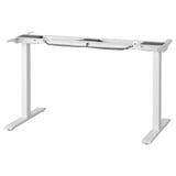 A white RODULF adjustable desk, metallic with a polyester top.