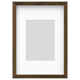 Empty wooden photo frame with white mat, modern design, horizontal or vertical display.