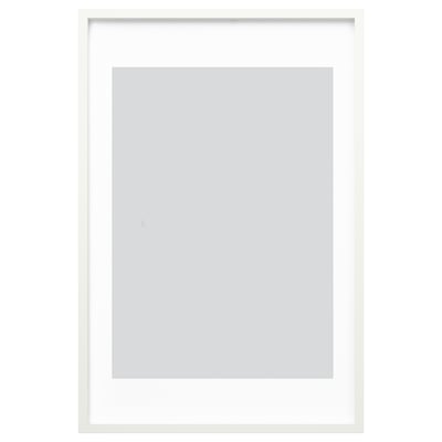 White RÖDALM picture frame, square, modern design with plastic front.