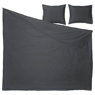 Dark grey, linen-cotton duvet & pillows, simple, modern design.