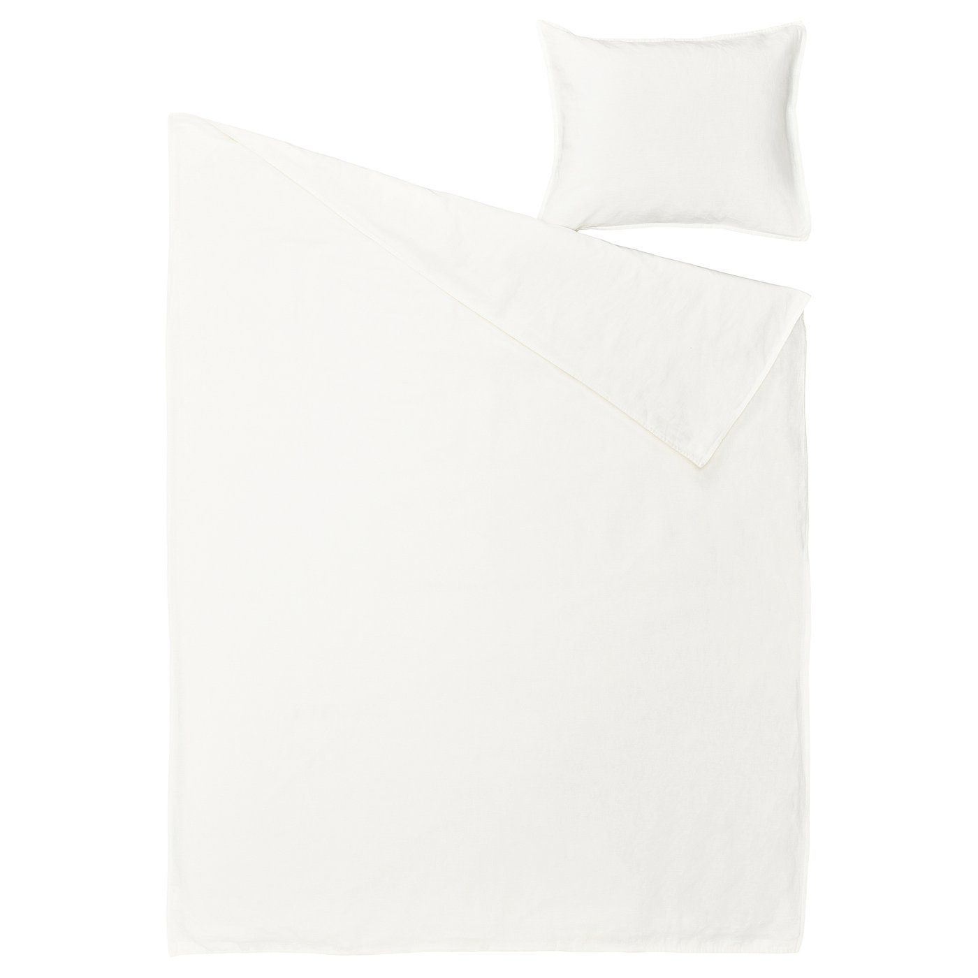 RUNDHAGTORN white bedding set: soft cotton-linen duvet cover & pillowcase, simple, chic design.