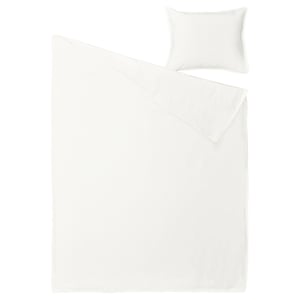 RUNDHAGTORN white bedding set: soft cotton-linen duvet cover & pillowcase, simple, chic design.