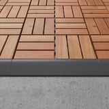 Wooden deck tiles with gray edge; neat, finished.