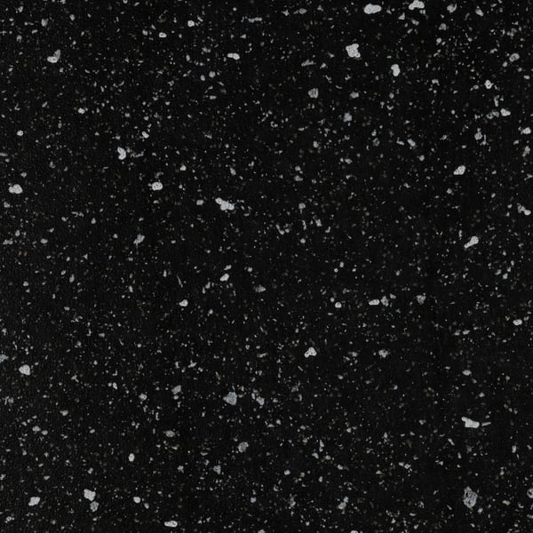 Black speckled countertop; durable, easy-clean surface; classic kitchen style.