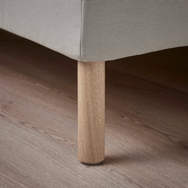 A high-quality bed frame with a cushioned headboard and sturdy wooden legs, highlighting its comfort and stability.