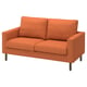 Bright orange SALTSJÖBADEN sofa, fabric cover, wooden legs, simple design.