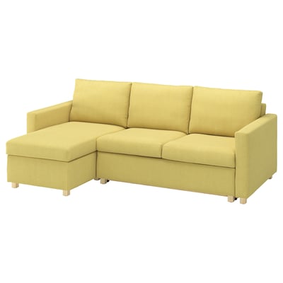 SALTSJÖBADEN 3-seat sofa-bed with chaise longue, Fridtuna yellow