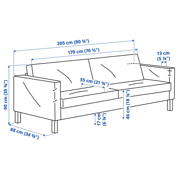 SALTSJÖBADEN 3-seat sofa, Gunnared medium grey