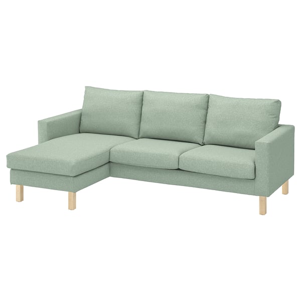 SALTSJÖBADEN 3-seat sofa with chaise longue, Gunnared light green