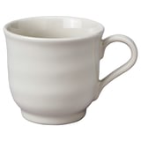 This image a white SANDSKÄDDA ceramic mug with a rustic design, made of stoneware.