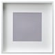 Option: White squared picture frame with grey inner mat, safe plastic front.