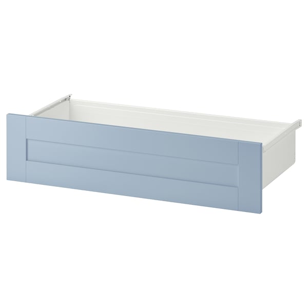Blue SANNIDAL drawer, rectangular and modern. Made of particle board and foil finish.