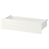 A white SANNIDAL drawer front, featuring a sleek, rectangular design with clean lines, suitable for traditional yet stylish storage solutions.