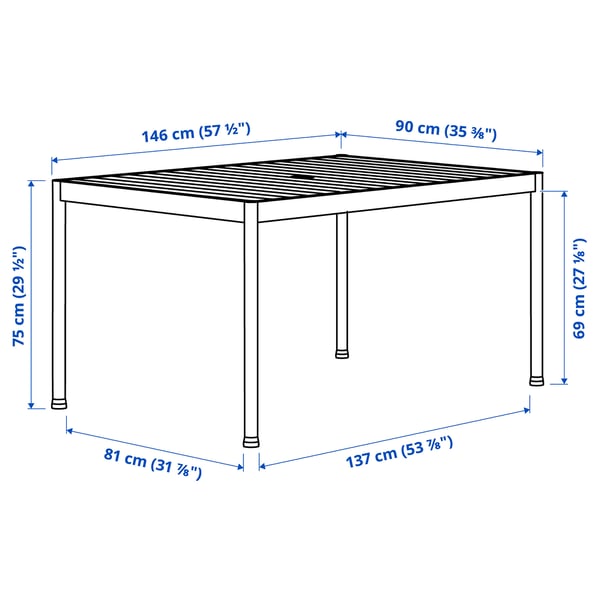 Illustration with measurements for the product: SEGERÖN.