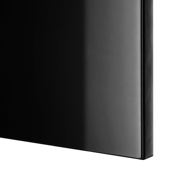 Sleek black glossy front panel, smooth surface, elegant design.