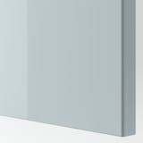 Smooth, sleek surface of modern drawer front in grey-blue, showcasing high-quality finish and clean design.