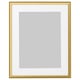 Option: Golden picture frame, empty with beige mat, light wood grain texture.
