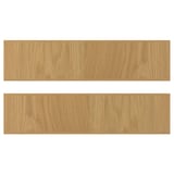 Two light brown wooden panels, simply designed, placed one above the other, with a sturdy oak edge.