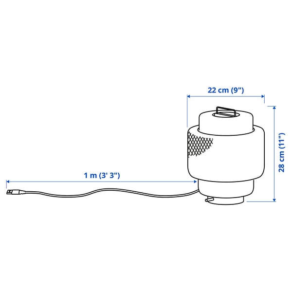 Illustration with measurements for the product: SINNERLIG.