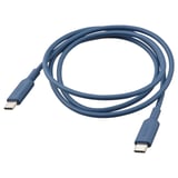 A blue usb-c SITTBRUNN cable with flexible tpe material, coiled, showcasing its 1-meter length and connectors.