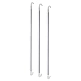 Three grey, coil-cord hangers with white plastic hooks, ideal for organizing items.