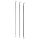 Three grey, coil-cord hangers with white plastic hooks, ideal for organizing items.