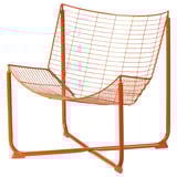 SKÅLBODA orange wire chair, modern classic design with bowl-shaped seat and back, powder-coated steel frame.