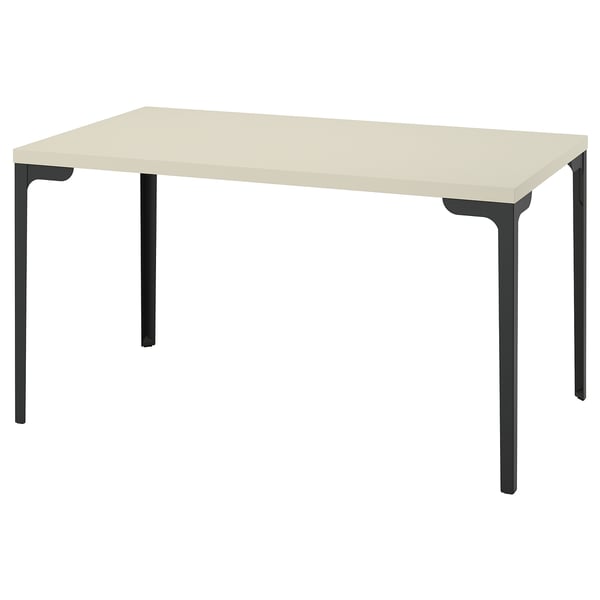 SKÅLSTA Table, light grey-beige/straight black-grey, 140x80 cm