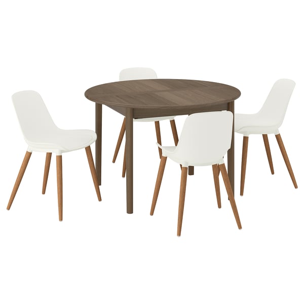 SKANSNÄS / GRÖNSTA Table and 4 chairs, brown beech/in/outdoor white, 115/170 cm