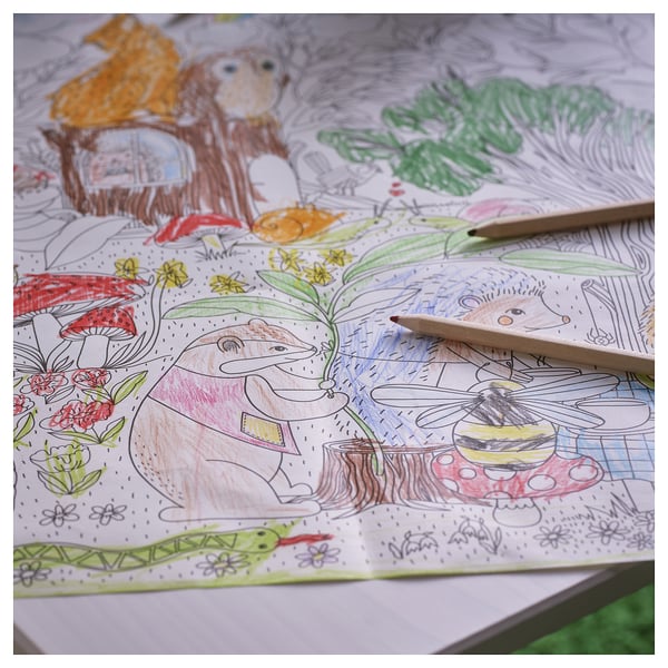 Forest scene coloring paper & pencil - ready for art