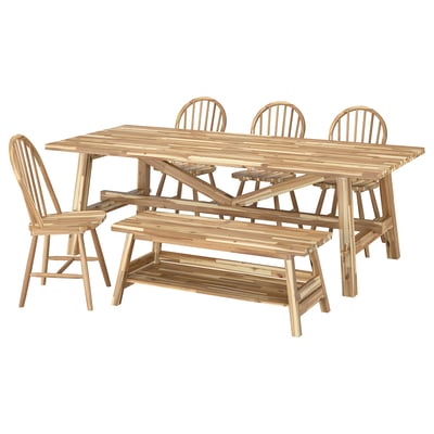 SKOGSTA / SKOGSTA Table+4 chairs+bench, acacia/acacia acacia, 235x100 cm