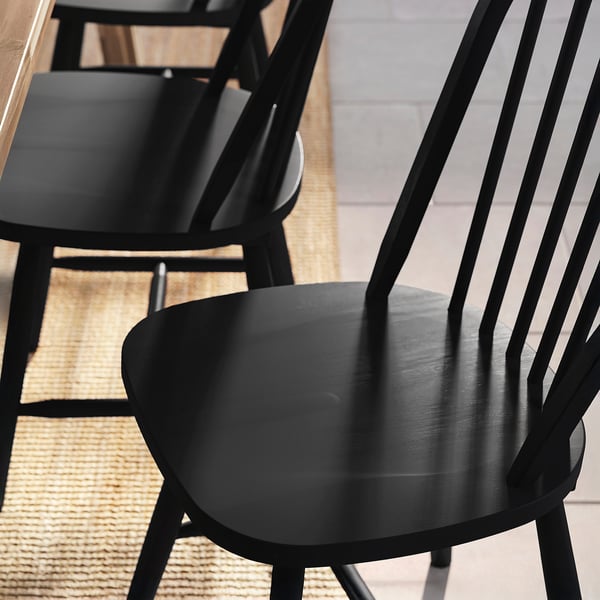 SKOGSTA / SKOGSTA Table+4 chairs+bench, acacia/black/black acacia/black, 235x100 cm