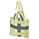 SKYNKE green and yellow checkered bag, recycled polyester, rectangular shape, sturdy handles.