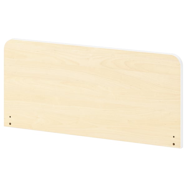 SLÄKT wooden headboard, light beige, rectangular, rounded corners, simple design.
